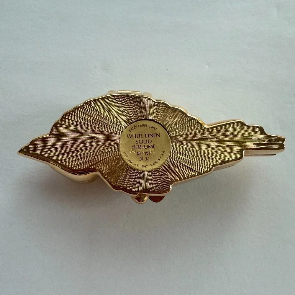 Vintage Estée Lauder White Linen Parrot Solid Perfume Compact .07 oz